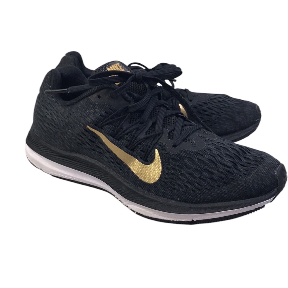 Nike Zoom WINFLO Running Shoes  Black & Metallic Gold Women’s Sz 7.5
